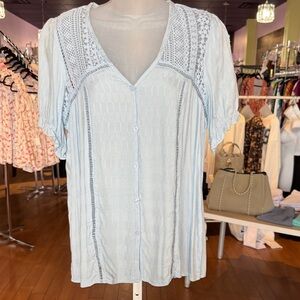 Elegant White Lace Trim Blouse